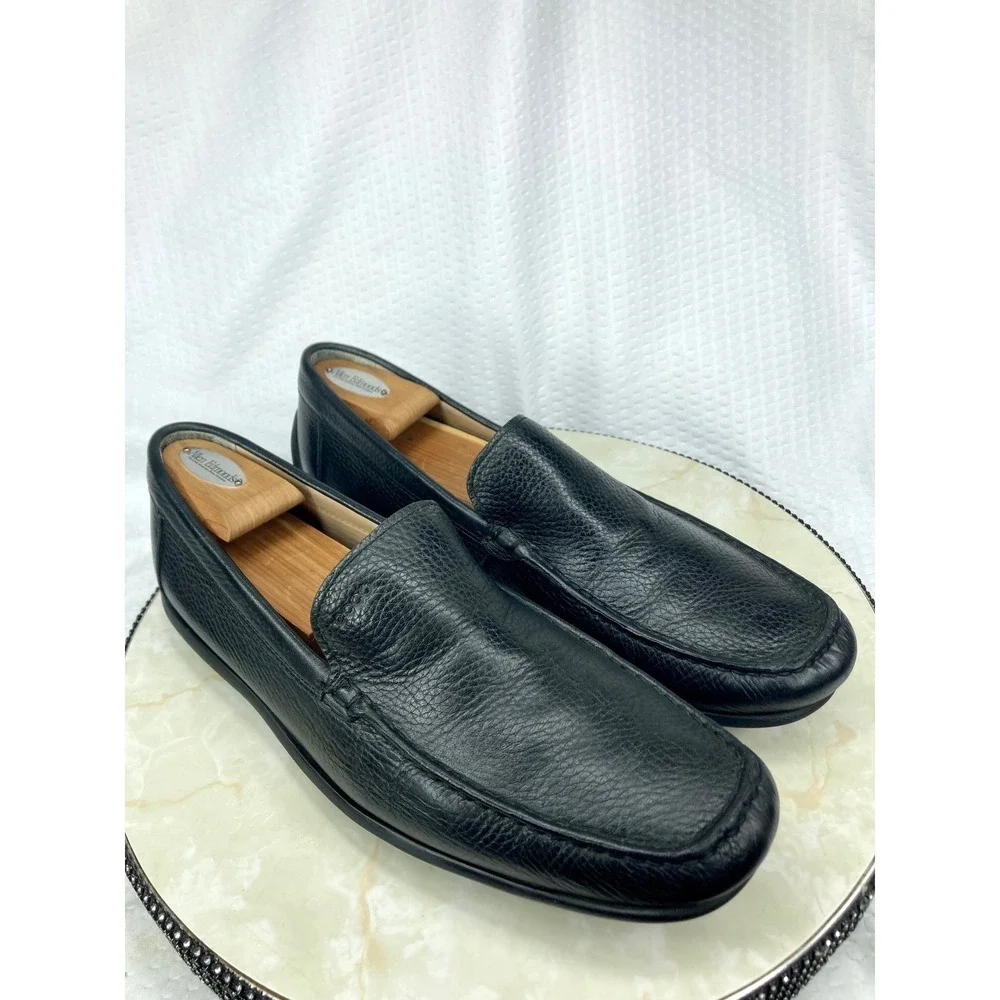 ECCO Leather Slip On Driving Loafers Mens 11-11.5 Black Classic Business Shoes